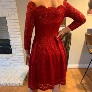 EUC Size S Red lace cocktail dress